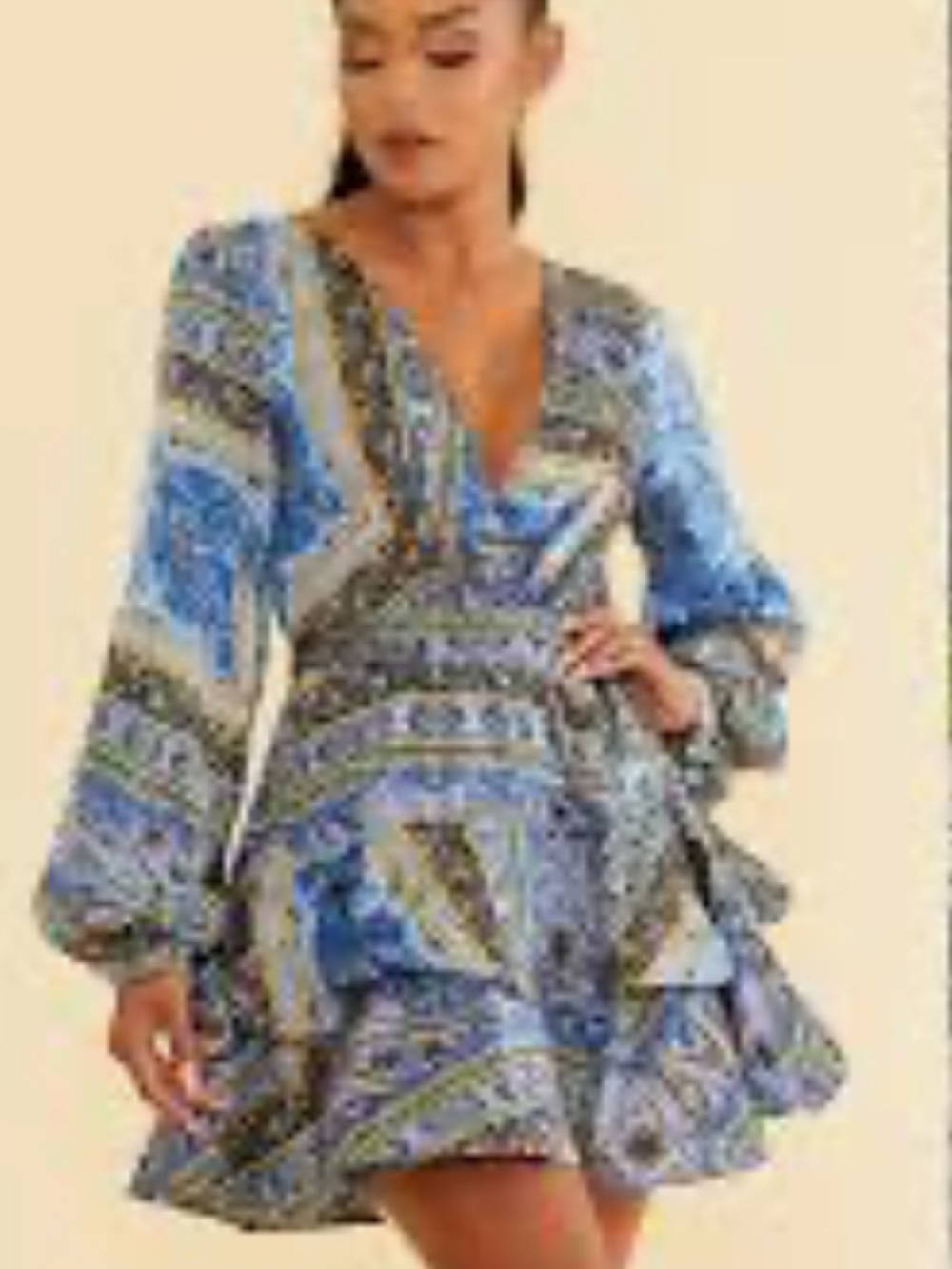 Blue scarf print dress